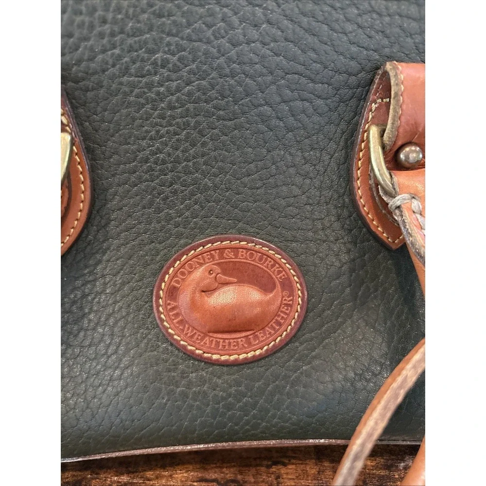 Vintage Dooney & Bourke Vintage All Weather Leather Purse Handbag Green & Cognac